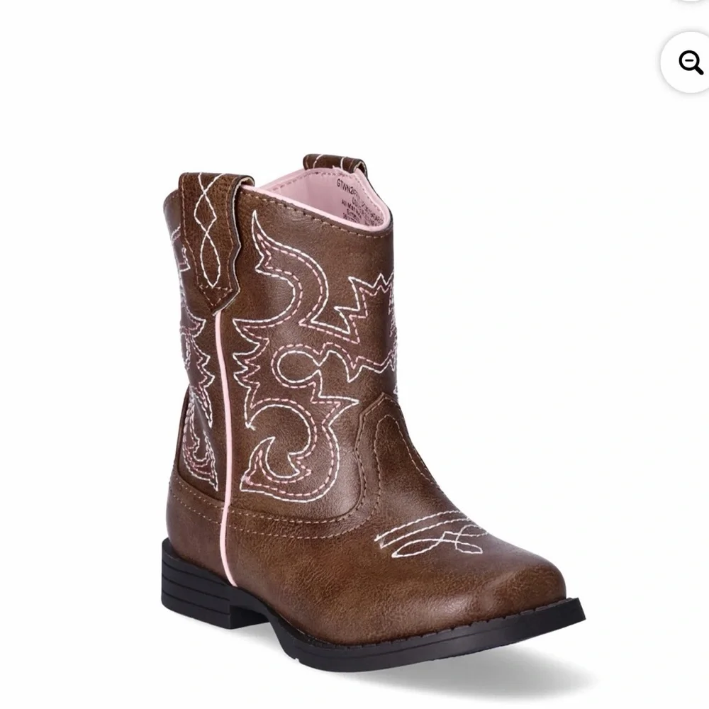 ❤️Kids Brown and Pink Cowboy Boots New Size 5 Wonder Nation